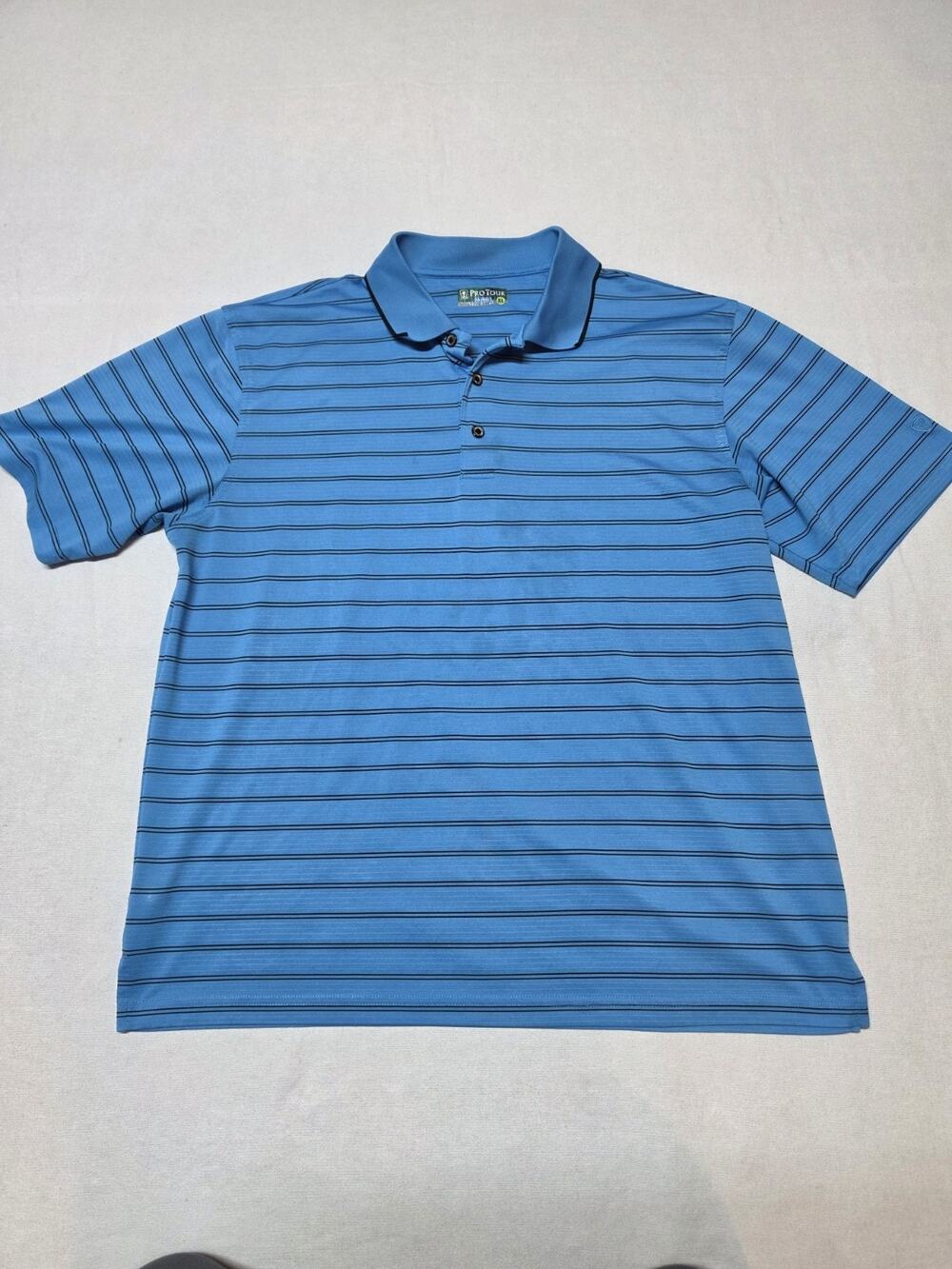 Pro Tour Blue Striped Mens Size XL Polo Short Sleeve Golf Shirt